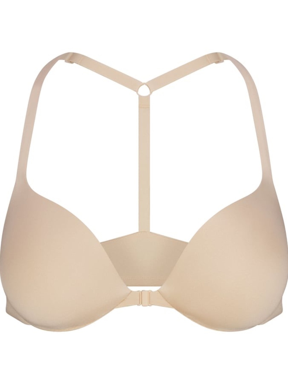 SKIMS Beige Nude Front-Clasp T-Back Push-Up Bra